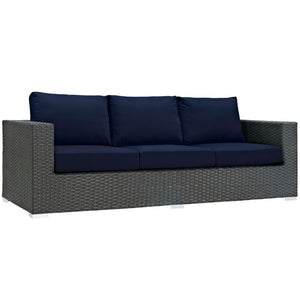 Modway Furniture Sojourn Outdoor Patio Sofa with Sunbrella® Cushions – Weatherproof, Stylish, and Versatile Seating EEI-1860-CHC-NAV