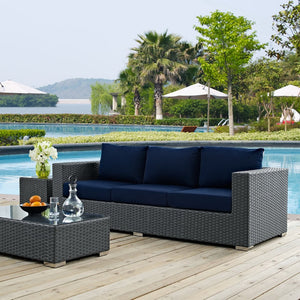 Modway Furniture Sojourn Outdoor Patio Sofa with Sunbrella® Cushions – Weatherproof, Stylish, and Versatile Seating EEI-1860-CHC-NAV
