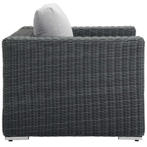 Modway Furniture Summon Outdoor Patio Armchair with Sunbrella® Cushions - Durable Comfort for Modern Spaces Canvas Gray EEI-1864-GRY-GRY