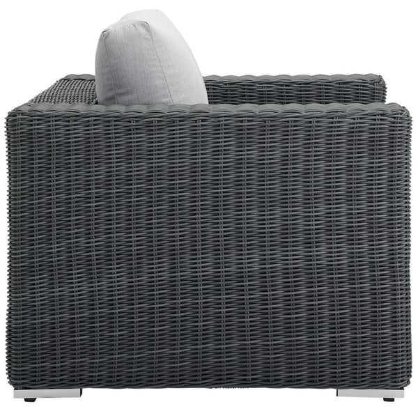 Modway Furniture Summon Outdoor Patio Armchair with Sunbrella® Cushions - Durable Comfort for Modern Spaces Canvas Gray EEI-1864-GRY-GRY