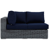 Modway Furniture Summon Outdoor Patio Sunbrella® Left Arm Loveseat Canvas Navy 36 x 57.5 x 26 - 33.5