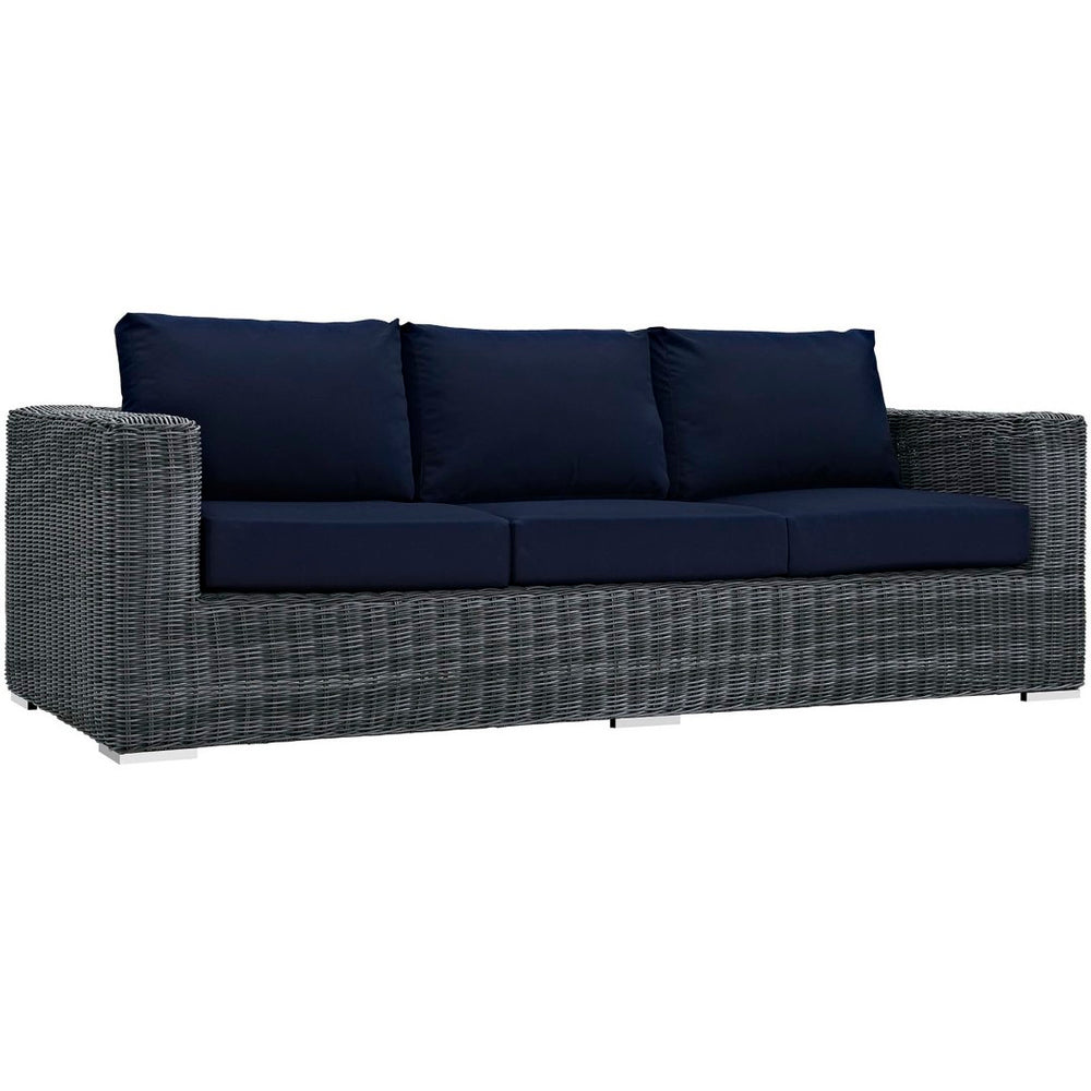 Modway Furniture Summon Outdoor Patio Sofa by Modway - Stylish, Weather-Resistant Sunbrella® Cushions for Relaxation EEI-1874-GRY-NAV