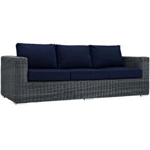 Modway Furniture Summon Outdoor Patio Sofa by Modway - Stylish, Weather-Resistant Sunbrella® Cushions for Relaxation EEI-1874-GRY-NAV