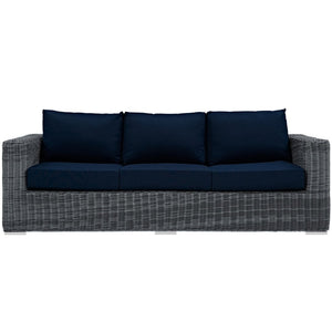 Modway Furniture Summon Outdoor Patio Sofa by Modway - Stylish, Weather-Resistant Sunbrella® Cushions for Relaxation EEI-1874-GRY-NAV