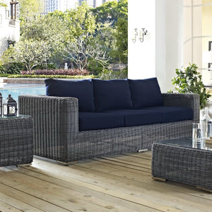 Modway Furniture Summon Outdoor Patio Sofa by Modway - Stylish, Weather-Resistant Sunbrella® Cushions for Relaxation EEI-1874-GRY-NAV