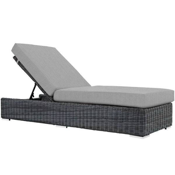 Modway Furniture Summon Outdoor Patio Chaise Lounge with Sunbrella® Cushions - Stylish, Weatherproof Comfort & Durability EEI-1876-GRY-GRY