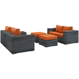 Modway Furniture Summon 5 Piece Outdoor Patio Sunbrella® Sectional Set Canvas Tuscan 68.5 x 130.5 x 25