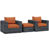 Modway Furniture Summon 3 Piece Outdoor Patio Sunbrella® Sectional Set Canvas Tuscan 33.5 x 113 x 25