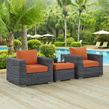 Modway Furniture Summon 3 Piece Outdoor Patio Sunbrella® Sectional Set Canvas Tuscan 33.5 x 113 x 25