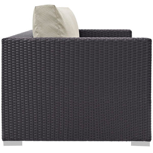 Modway Furniture Convene Outdoor Patio Loveseat - Stylish, Weather-Resistant Comfort for Your Relaxing Spaces Espresso Beige EEI-1907-EXP-BEI