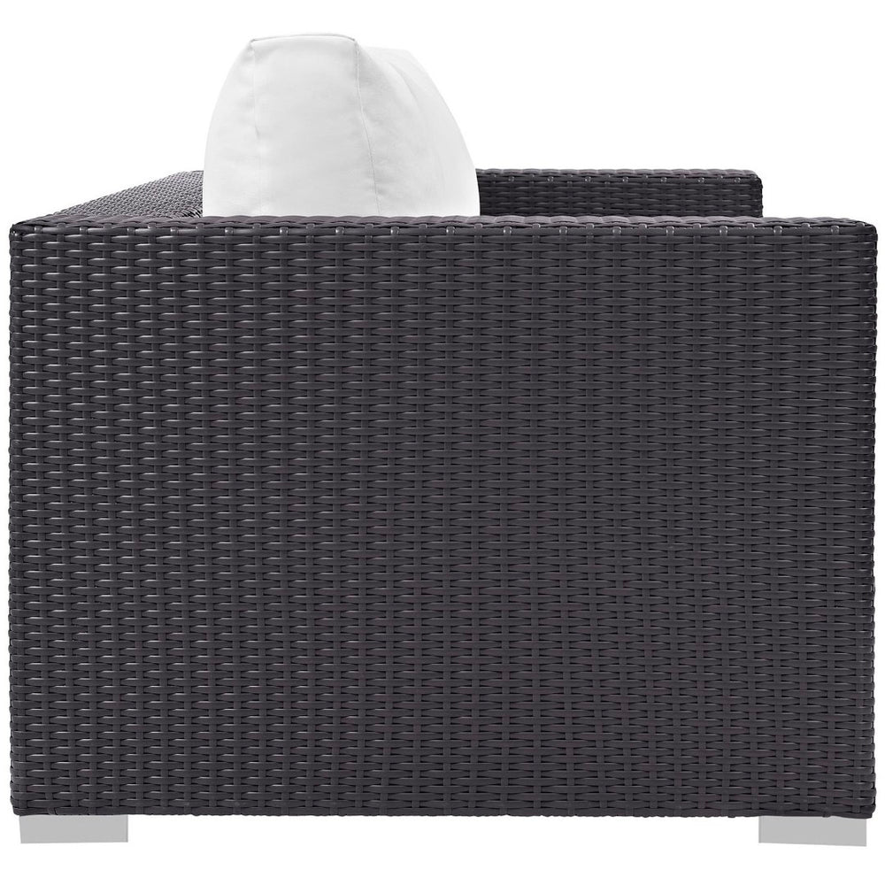 Modway Furniture Convene Outdoor Patio Loveseat - Stylish, Weather-Resistant Comfort for Your Relaxing Spaces Espresso White EEI-1907-EXP-WHI