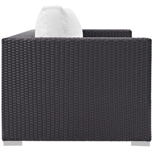 Modway Furniture Convene Outdoor Patio Loveseat - Stylish, Weather-Resistant Comfort for Your Relaxing Spaces Espresso White EEI-1907-EXP-WHI