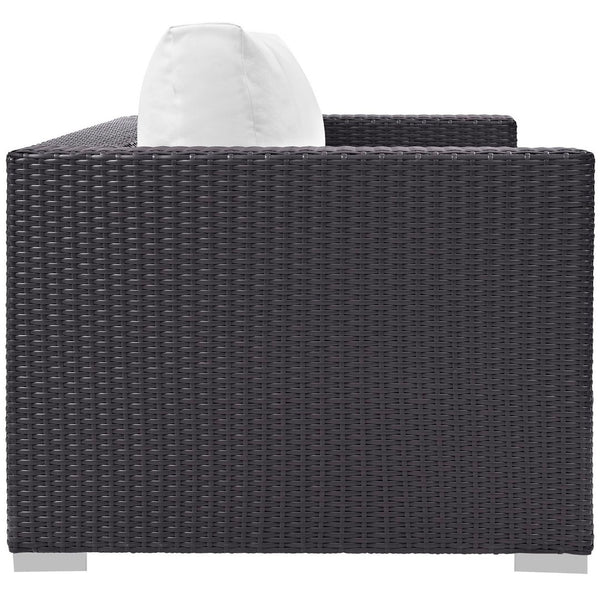 Modway Furniture Convene Outdoor Patio Loveseat - Stylish, Weather-Resistant Comfort for Your Relaxing Spaces Espresso White EEI-1907-EXP-WHI