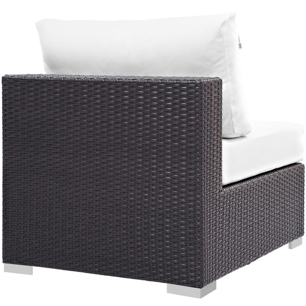 Modway Furniture Convene Outdoor Patio Armless Chair - Durable Comfort, Modular Design for Stylish Outdoor Living Espresso White EEI-1910-EXP-WHI