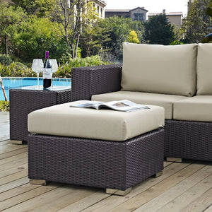 Modway Furniture Convene Outdoor Patio Ottoman by Modway – Stylish, Durable, and Versatile Seating for Your Space Espresso Beige EEI-1911-EXP-BEI
