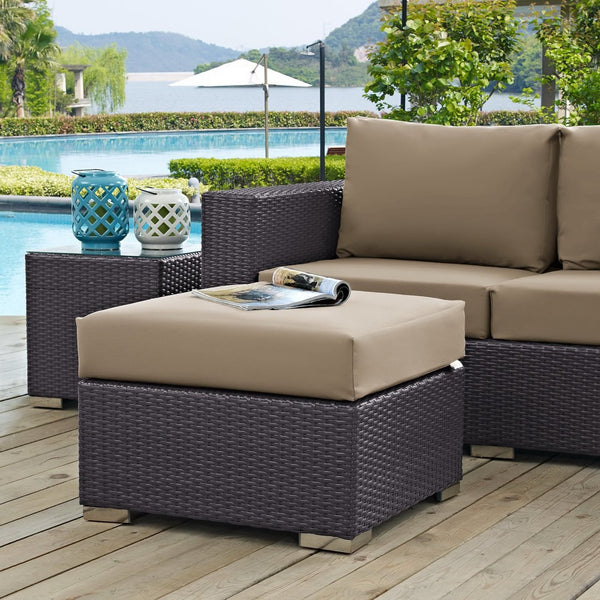 Modway Furniture Convene Outdoor Patio Ottoman by Modway – Stylish, Durable, and Versatile Seating for Your Space Espresso Mocha EEI-1911-EXP-MOC