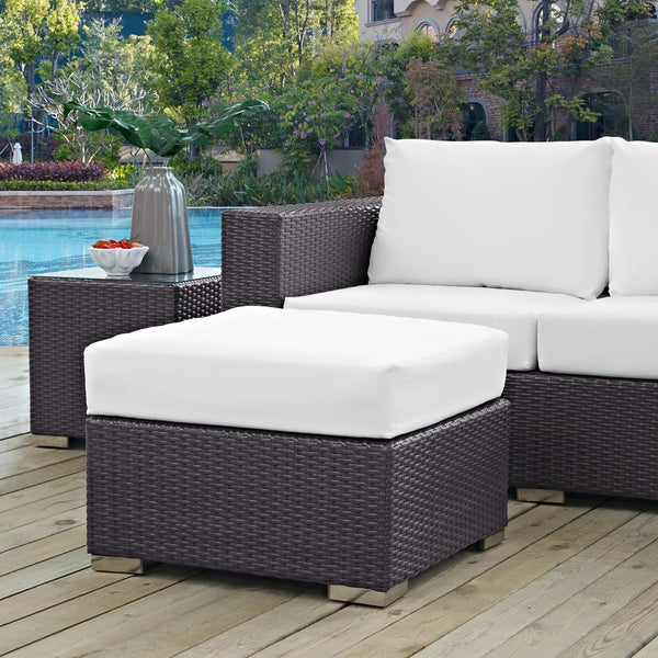 Modway Furniture Convene Outdoor Patio Ottoman by Modway – Stylish, Durable, and Versatile Seating for Your Space Espresso White EEI-1911-EXP-WHI