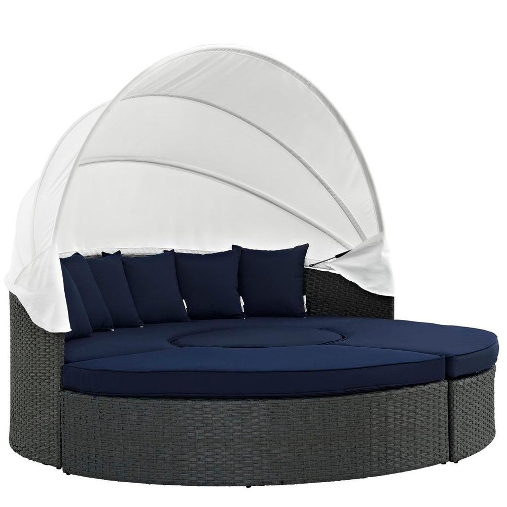 Modway Furniture Sojourn Outdoor Patio Daybed with Retractable Canopy & Sunbrella® Fabric – Versatile Comfort! EEI-1986-CHC-NAV-SET