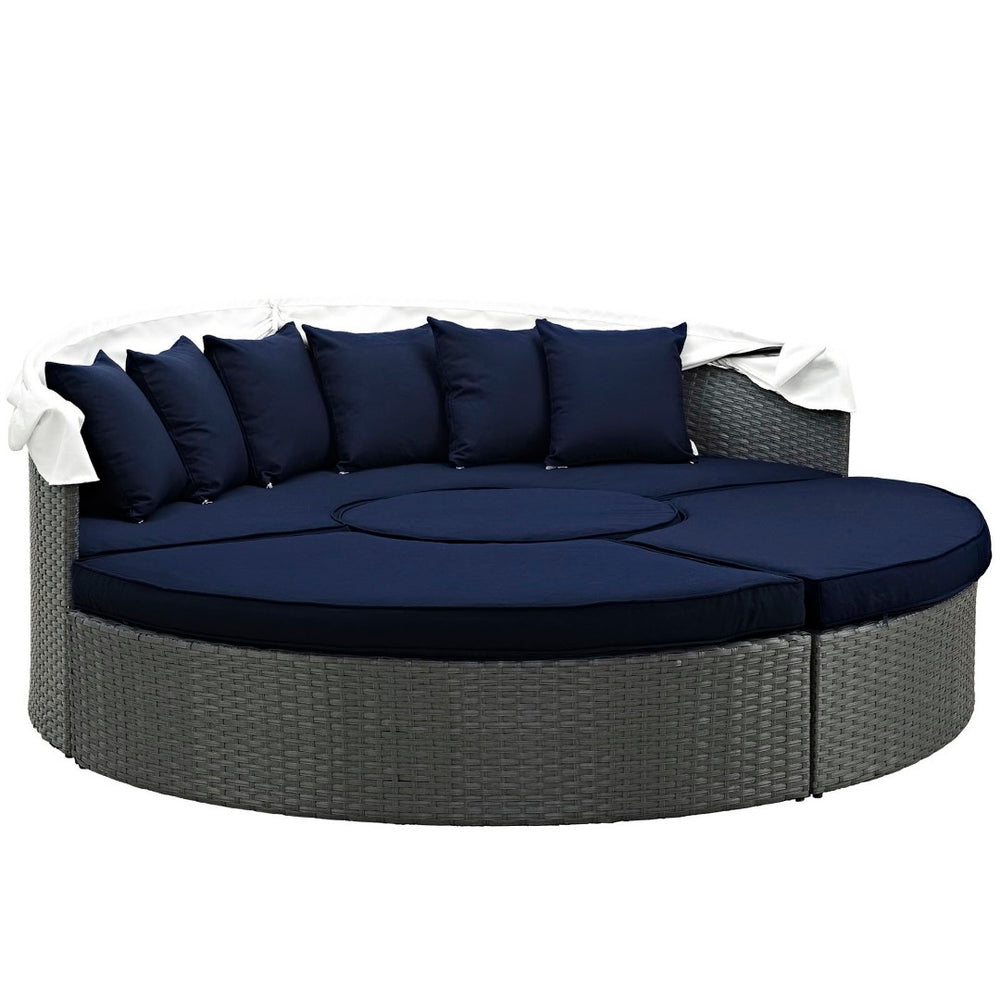 Modway Furniture Sojourn Outdoor Patio Daybed with Retractable Canopy & Sunbrella® Fabric – Versatile Comfort! EEI-1986-CHC-NAV-SET