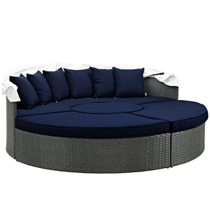 Modway Furniture Sojourn Outdoor Patio Daybed with Retractable Canopy & Sunbrella® Fabric – Versatile Comfort! EEI-1986-CHC-NAV-SET