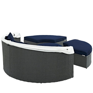 Modway Furniture Sojourn Outdoor Patio Daybed with Retractable Canopy & Sunbrella® Fabric – Versatile Comfort! EEI-1986-CHC-NAV-SET