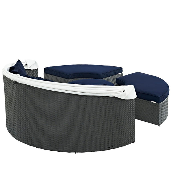 Modway Furniture Sojourn Outdoor Patio Daybed with Retractable Canopy & Sunbrella® Fabric – Versatile Comfort! EEI-1986-CHC-NAV-SET