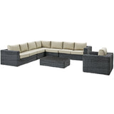 Modway Furniture Summon 7 Piece Outdoor Patio Sunbrella® Sectional Set Gray Beige 120 x 157.5 x 25