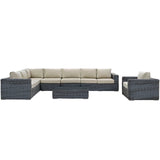 Modway Furniture Summon 7 Piece Outdoor Patio Sunbrella® Sectional Set Gray Beige 120 x 157.5 x 25