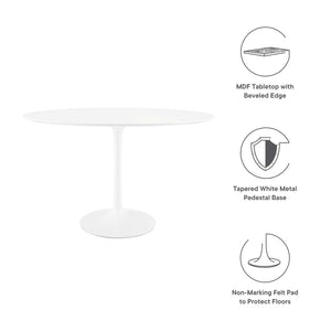 Modway Furniture Lippa 48" Oval Dining Table - Mid-Century Modern Design, High-Gloss Finish, Seats 4 Comfortably EEI-2017-WHI
