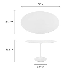 Modway Furniture Lippa 48" Oval Dining Table - Mid-Century Modern Design, High-Gloss Finish, Seats 4 Comfortably EEI-2017-WHI