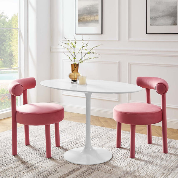 Modway Furniture Lippa 48" Oval Dining Table - Mid-Century Modern Design, High-Gloss Finish, Seats 4 Comfortably EEI-2017-WHI