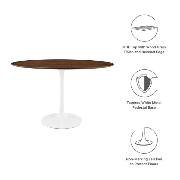 Modway Furniture Lippa 48" Oval Walnut Dining Table - Mid-Century Modern Elegance for Stylish Entertaining & Dining EEI-2019-WAL