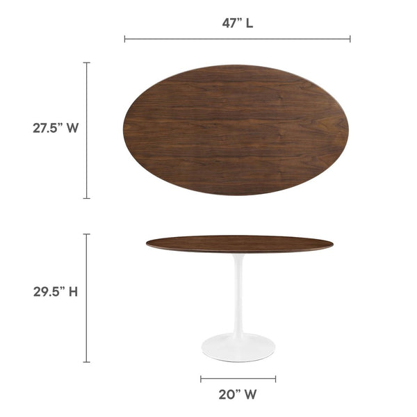 Modway Furniture Lippa 48" Oval Walnut Dining Table - Mid-Century Modern Elegance for Stylish Entertaining & Dining EEI-2019-WAL