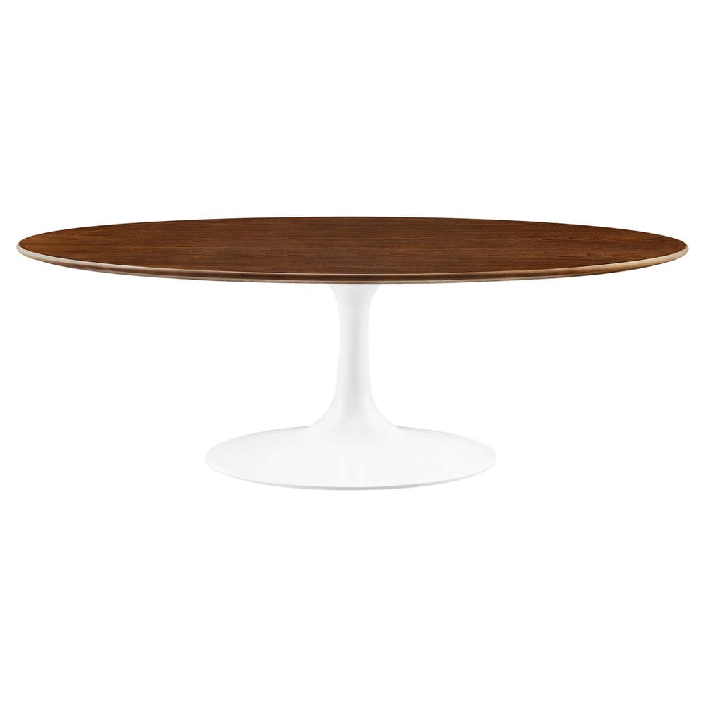 Modway Furniture Lippa Oval Pedestal Coffee Table Mid-century Modern Wood Veneer Living Room Accent EEI-2020-WAL