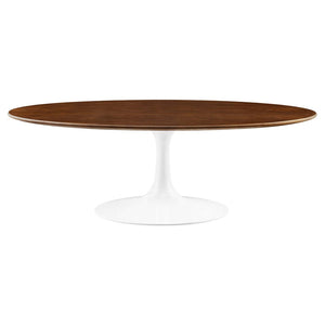 Modway Furniture Lippa Oval Pedestal Coffee Table Mid-century Modern Wood Veneer Living Room Accent EEI-2020-WAL