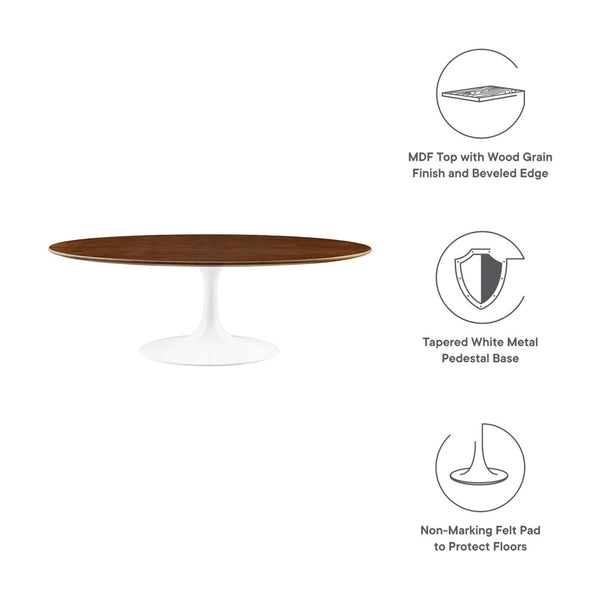 Modway Furniture Lippa Oval Pedestal Coffee Table Mid-century Modern Wood Veneer Living Room Accent EEI-2020-WAL