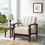 Modway Furniture Enamor Upholstered Fabric Armchair Walnut Taupe 32.5 x 27.5 x 32.5