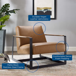 Modway Furniture Seg Vegan Leather Accent Chair - Modern Comfort with Durable Steel Frame for Stylish Interiors EEI-2075-TAN