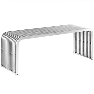 Modway Furniture Pipe 47" Sleek Stainless Steel Bench - Modern Design for Contemporary Living Spaces & Commercial Use EEI-2102-SLV