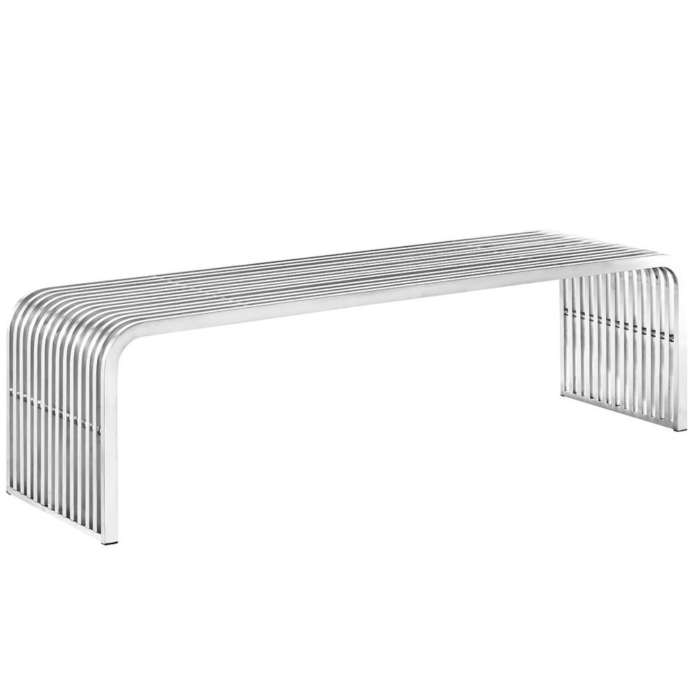 Modway Furniture Pipe 60" Stainless Steel Bench by Modway - Modern Minimalist Seating for Contemporary Spaces EEI-2103-SLV