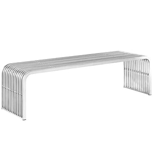 Modway Furniture Pipe 60" Stainless Steel Bench by Modway - Modern Minimalist Seating for Contemporary Spaces EEI-2103-SLV