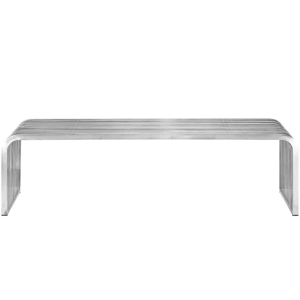 Modway Furniture Pipe 60" Stainless Steel Bench by Modway - Modern Minimalist Seating for Contemporary Spaces EEI-2103-SLV