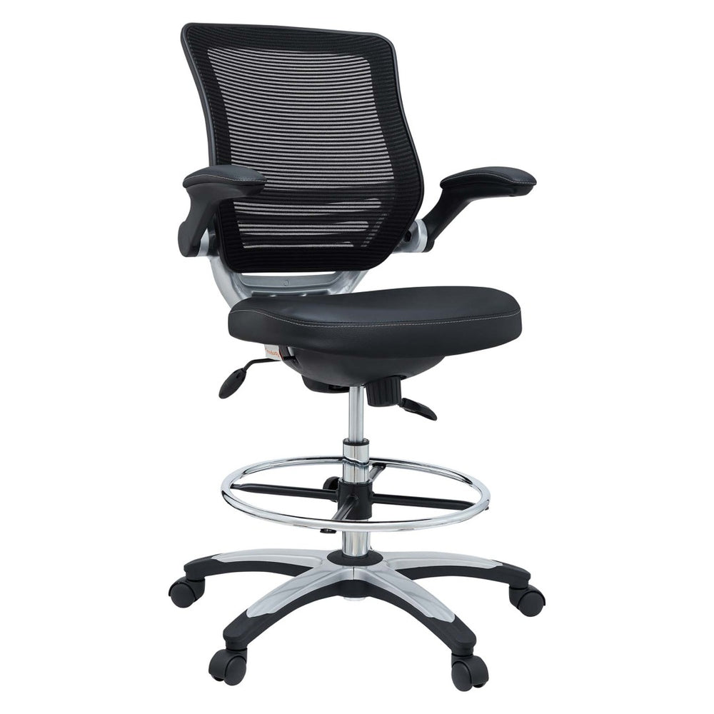 Modway Furniture Edge Drafting Chair by Modway - Ergonomic Stool with Lumbar Support for Comfort & Productivity Black EEI-211-BLK