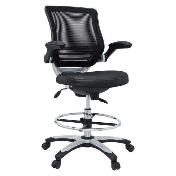 Modway Furniture Edge Drafting Chair by Modway - Ergonomic Stool with Lumbar Support for Comfort & Productivity Black EEI-211-BLK