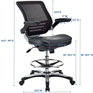 Modway Furniture Edge Drafting Chair by Modway - Ergonomic Stool with Lumbar Support for Comfort & Productivity Black EEI-211-BLK