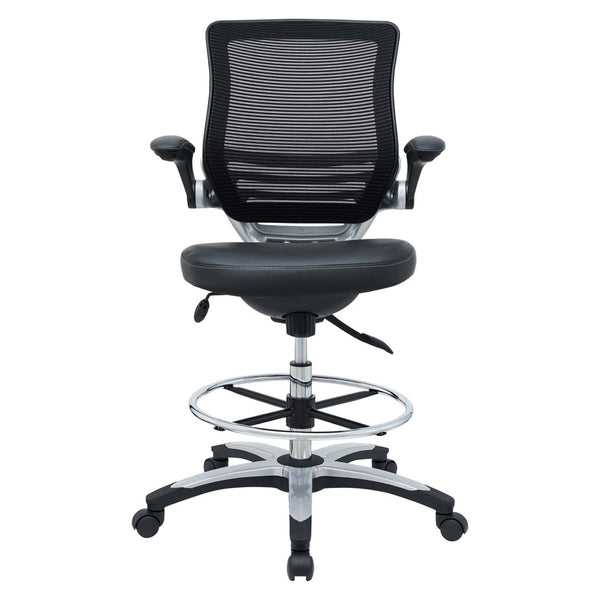 Modway Furniture Edge Drafting Chair by Modway - Ergonomic Stool with Lumbar Support for Comfort & Productivity Black EEI-211-BLK