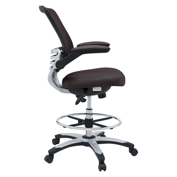 Modway Furniture Edge Drafting Chair by Modway - Ergonomic Stool with Lumbar Support for Comfort & Productivity Brown EEI-211-BRN