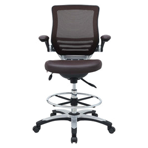Modway Furniture Edge Drafting Chair by Modway - Ergonomic Stool with Lumbar Support for Comfort & Productivity Brown EEI-211-BRN