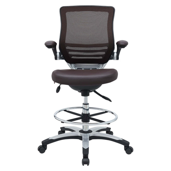 Modway Furniture Edge Drafting Chair by Modway - Ergonomic Stool with Lumbar Support for Comfort & Productivity Brown EEI-211-BRN
