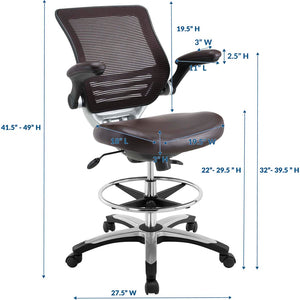 Modway Furniture Edge Drafting Chair by Modway - Ergonomic Stool with Lumbar Support for Comfort & Productivity Brown EEI-211-BRN